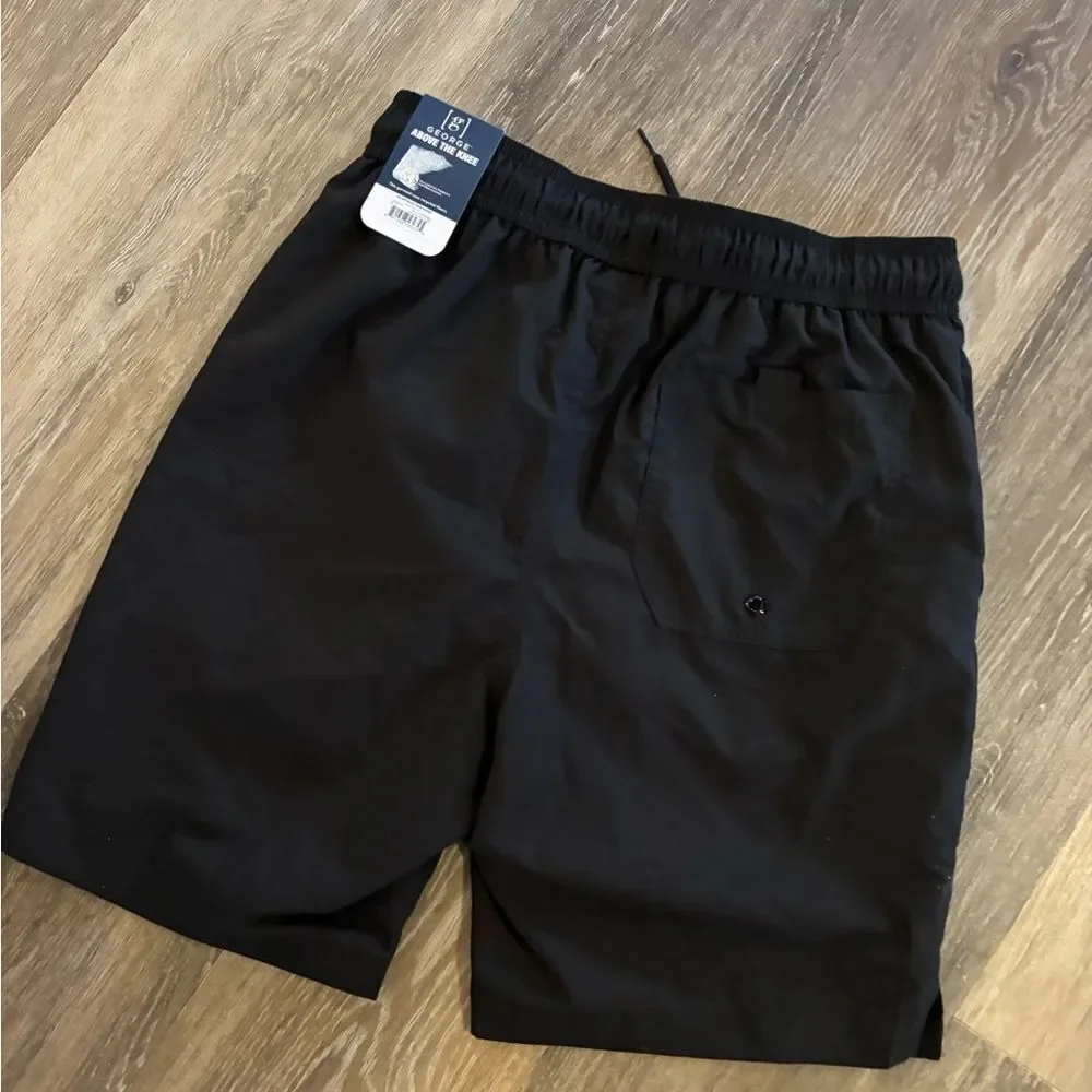Mens Black Above The Knee Swim Trunks Sz S